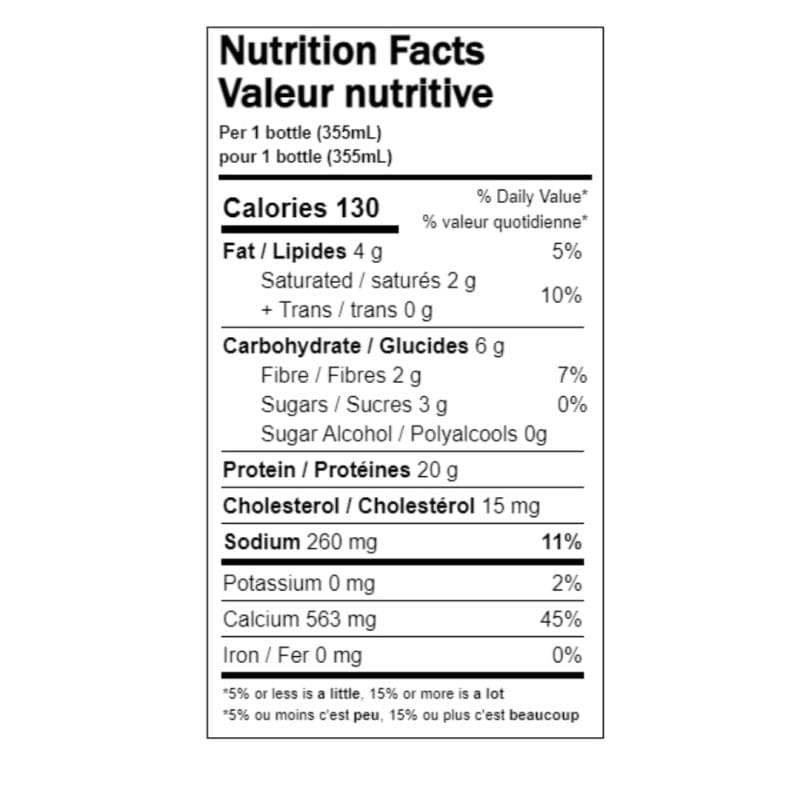 Vanilla Shake nutrition fact